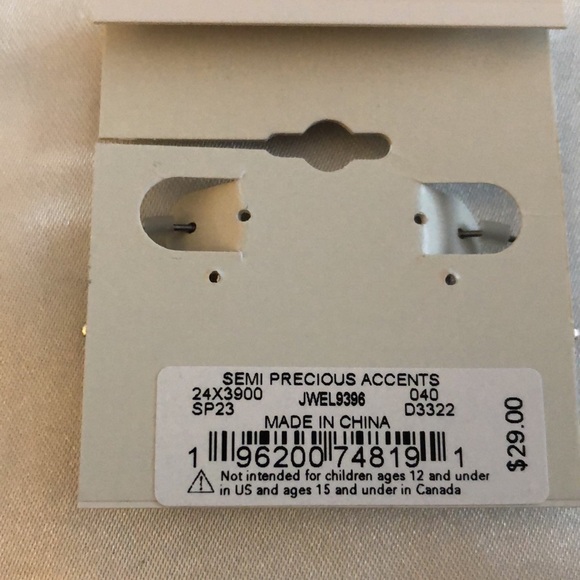 Lucky Brand Silver Tone Turquoise Set Stone Midi Hoop Earrings NWT - Picture 9 of 10